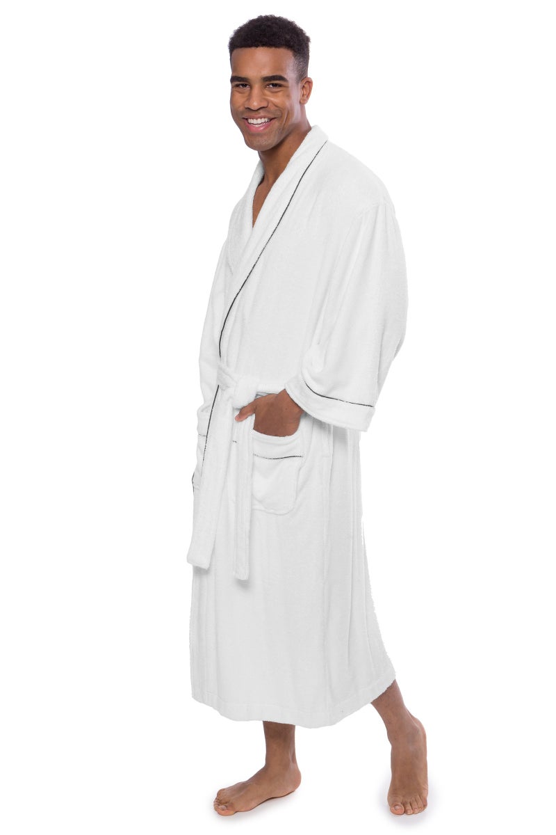 TexereSilk Men's Terry Cloth Bathrobe Robe Gift Ideas Presents for Men Dad Boyfriend Menâ€™s 0051-LXL,Natural White - Image 3
